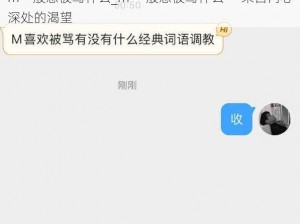 m一般想被骂什么_m 一般想被骂什么——来自内心深处的渴望