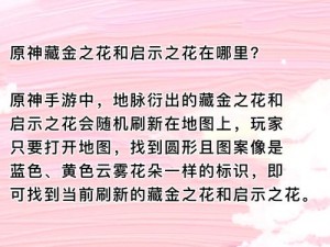 原神藏金之花秘境定位揭秘：神秘地点探索与珍贵宝藏发掘之旅