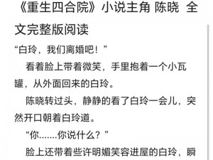 四合院里的漂亮媳妇全文免费阅读——带你领略别样人生