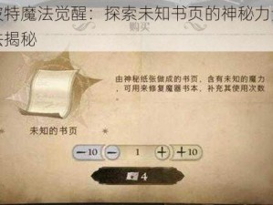 哈利波特魔法觉醒：探索未知书页的神秘力量与使用方法揭秘