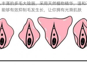 女人丰滿的多毛大陰唇，采用天然植物精华，温和不刺激，能够有效抑制毛发生长，让你拥有光滑肌肤