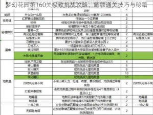 梦幻花园第160关极致挑战攻略：解锁通关技巧与秘籍