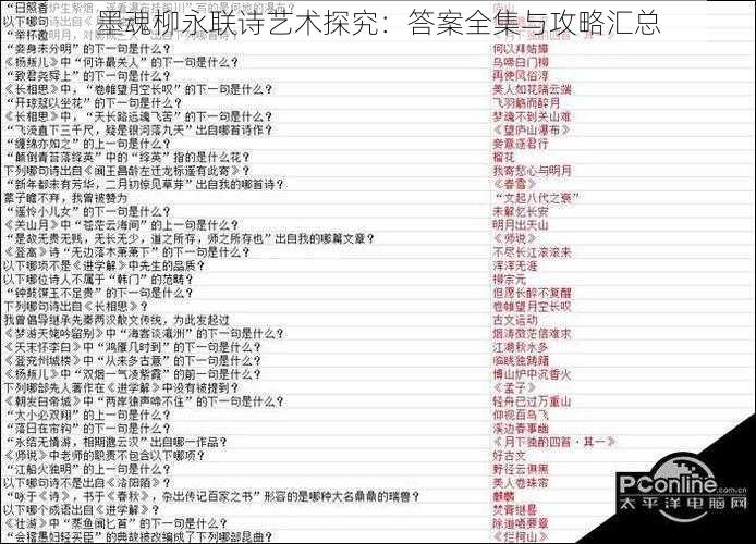 墨魂柳永联诗艺术探究：答案全集与攻略汇总