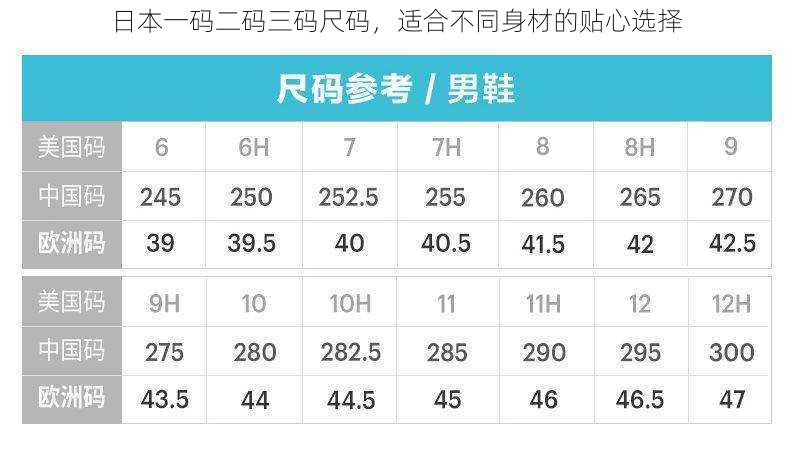 日本一码二码三码尺码，适合不同身材的贴心选择