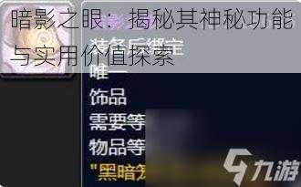 暗影之眼：揭秘其神秘功能与实用价值探索