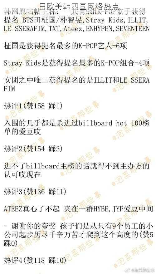 日欧美韩四国网络热点