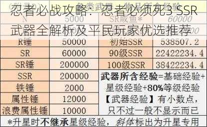 忍者必战攻略：忍者必须死3 SSR武器全解析及平民玩家优选推荐