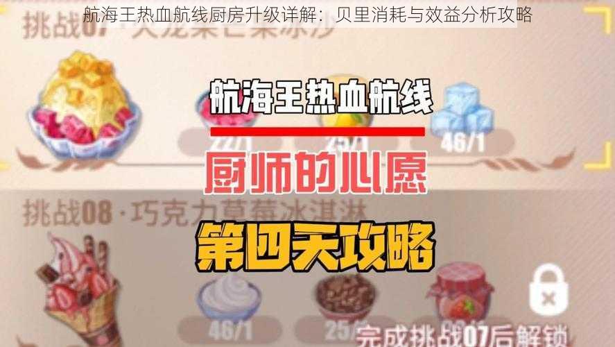 航海王热血航线厨房升级详解：贝里消耗与效益分析攻略