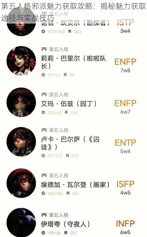 第五人格邪派魅力获取攻略：揭秘魅力获取途径与实战技巧