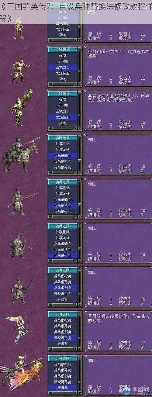 《三国群英传7：自设兵种替换法修改教程详解》