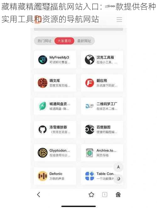 藏精藏精阁导福航网站入口：一款提供各种实用工具和资源的导航网站