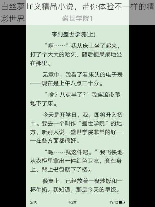 白丝萝 h 文精品小说，带你体验不一样的精彩世界