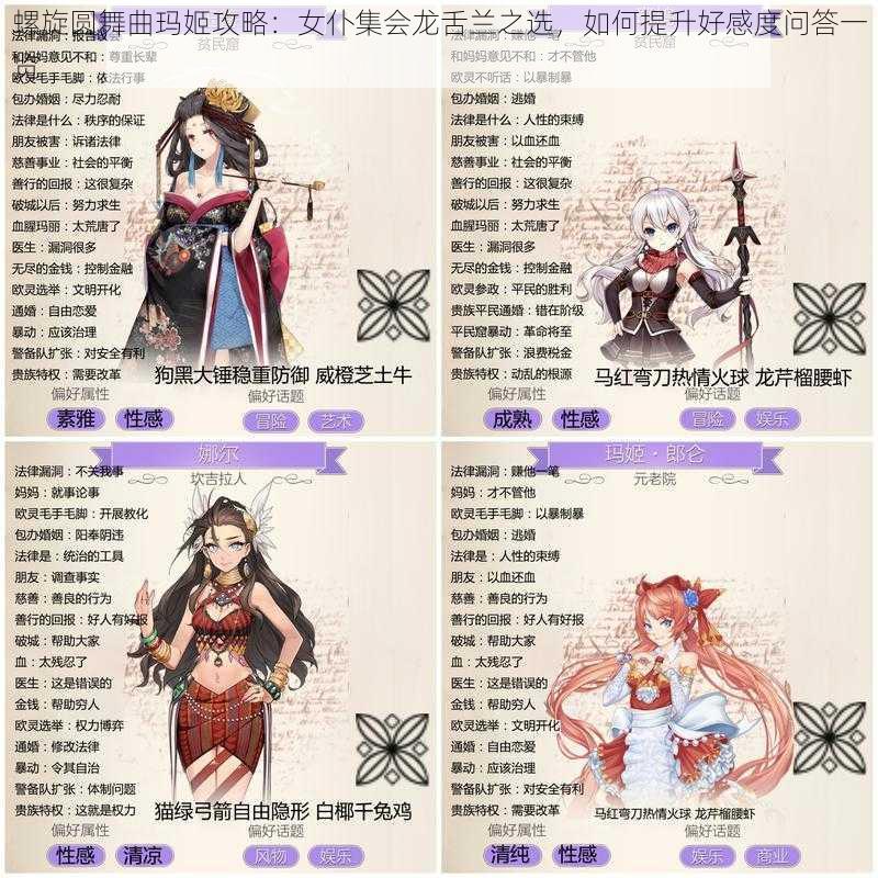 螺旋圆舞曲玛姬攻略：女仆集会龙舌兰之选，如何提升好感度问答一览