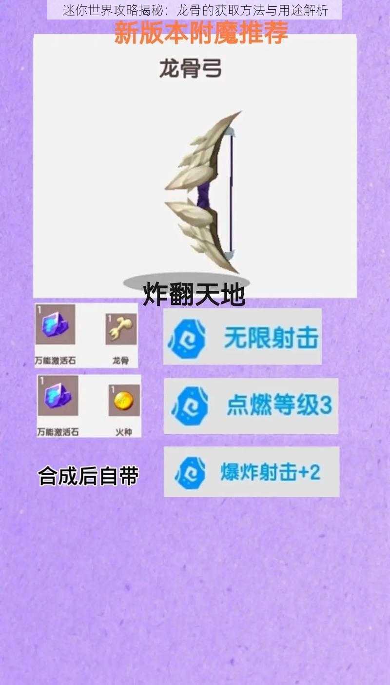 迷你世界攻略揭秘：龙骨的获取方法与用途解析