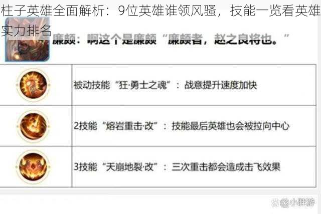 柱子英雄全面解析：9位英雄谁领风骚，技能一览看英雄实力排名