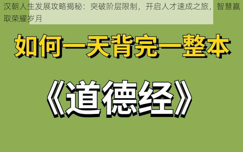 汉朝人生发展攻略揭秘：突破阶层限制，开启人才速成之旅，智慧赢取荣耀岁月