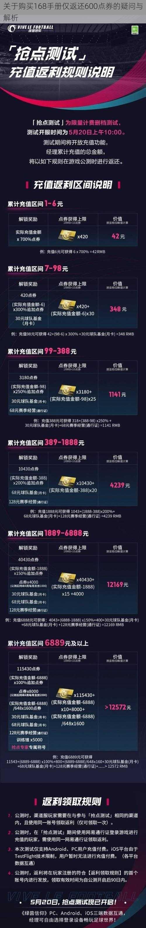 关于购买168手册仅返还600点券的疑问与解析