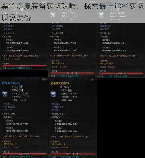 黑色沙漠装备获取攻略：探索最佳途径获取顶级装备