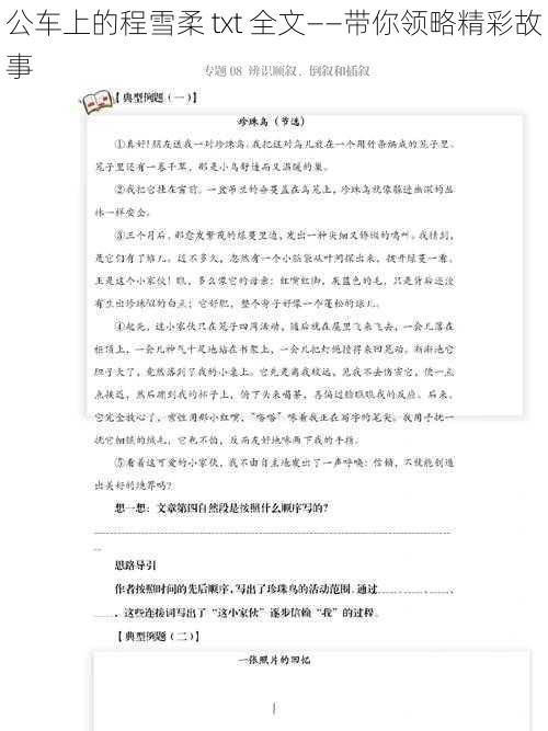 公车上的程雪柔 txt 全文——带你领略精彩故事