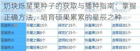 奶块烁星果种子的获取与播种指南：掌握正确方法，培育硕果累累的星辰之种