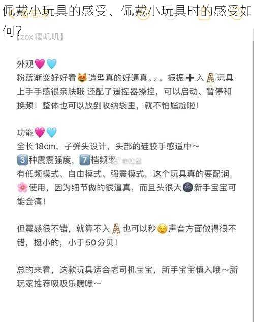 佩戴小玩具的感受、佩戴小玩具时的感受如何？