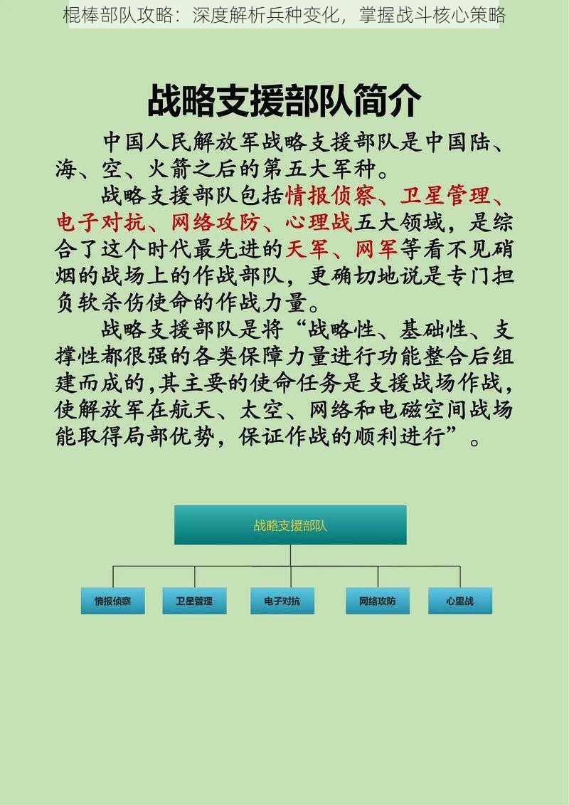 棍棒部队攻略：深度解析兵种变化，掌握战斗核心策略