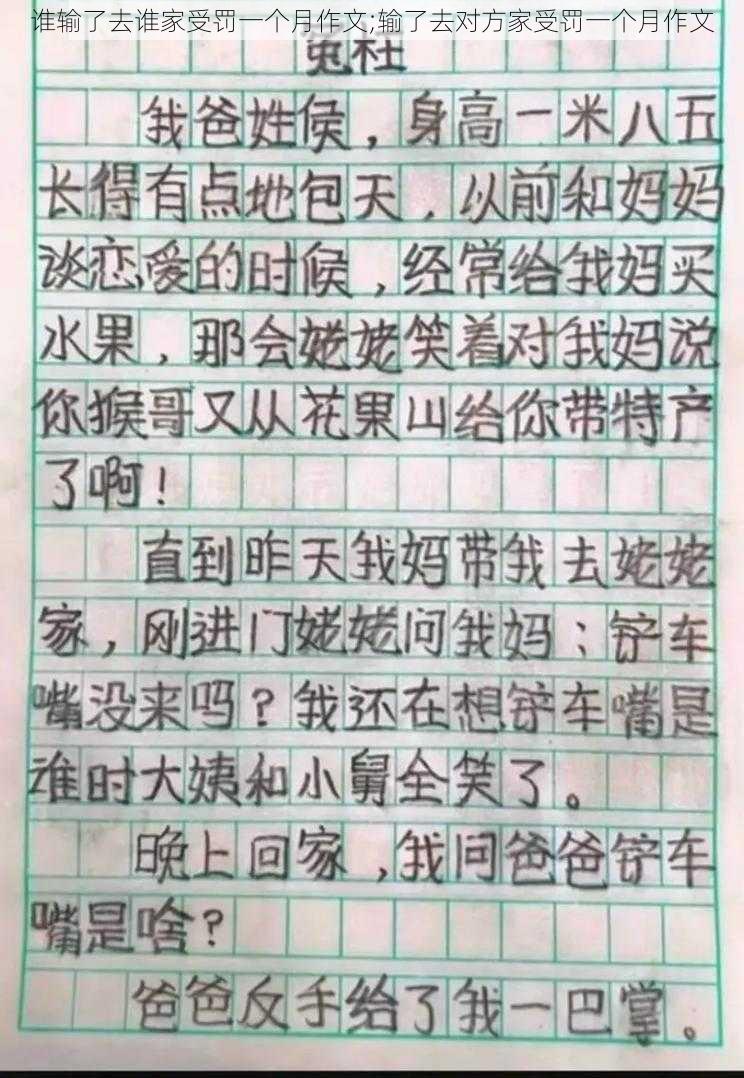 谁输了去谁家受罚一个月作文;输了去对方家受罚一个月作文