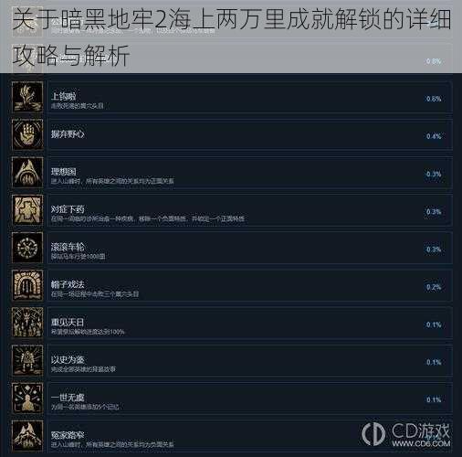 关于暗黑地牢2海上两万里成就解锁的详细攻略与解析