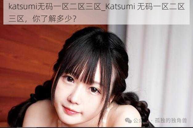 katsumi无码一区二区三区_Katsumi 无码一区二区三区，你了解多少？