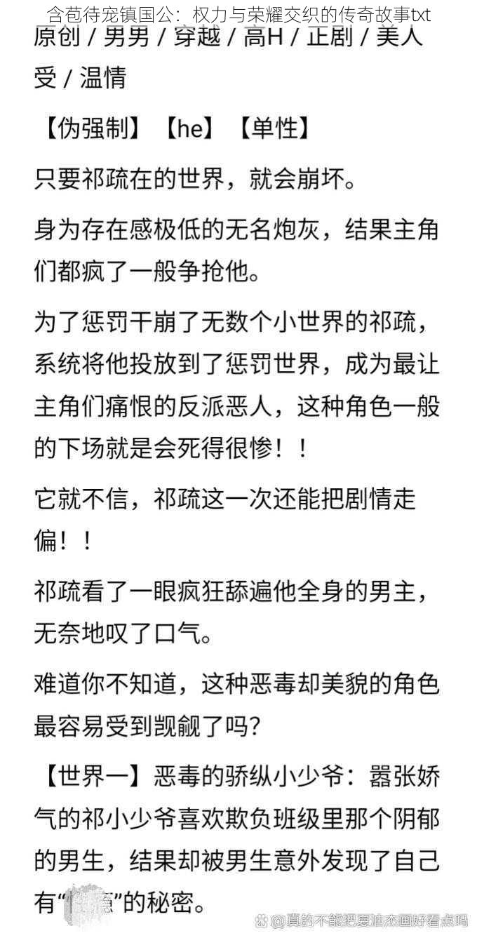 含苞待宠镇国公：权力与荣耀交织的传奇故事txt