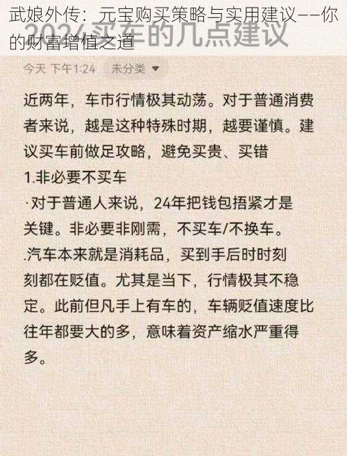 武娘外传：元宝购买策略与实用建议——你的财富增值之道