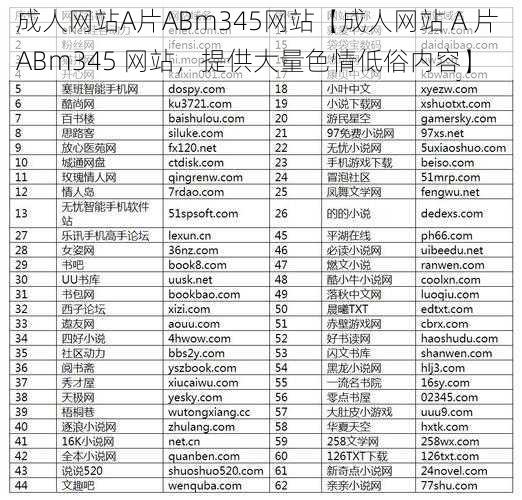 成人网站A片ABm345网站【成人网站 A 片 ABm345 网站，提供大量色情低俗内容】