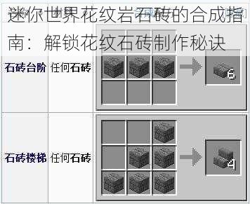 迷你世界花纹岩石砖的合成指南：解锁花纹石砖制作秘诀