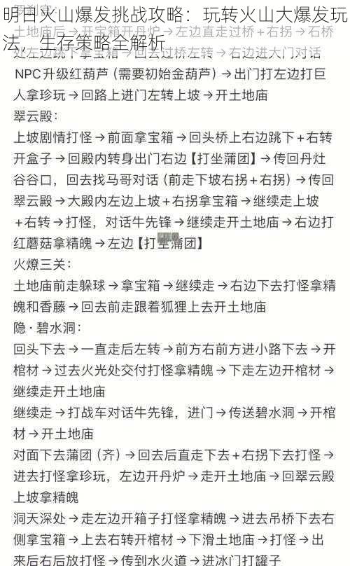 明日火山爆发挑战攻略：玩转火山大爆发玩法，生存策略全解析