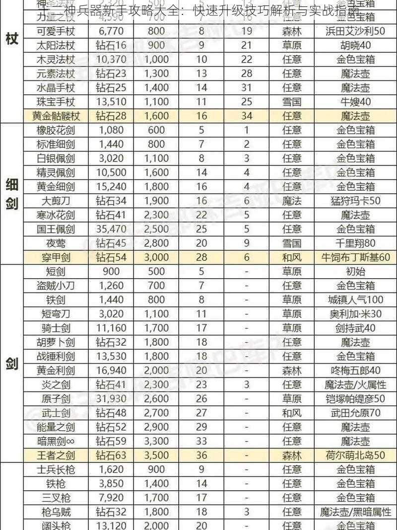 十二神兵器新手攻略大全:快速升级技巧解析与实战指南