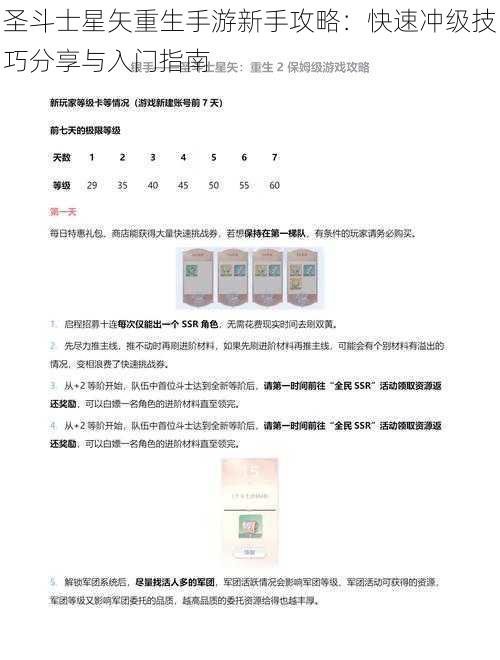 圣斗士星矢重生手游新手攻略:快速冲级技巧分享与入门指南