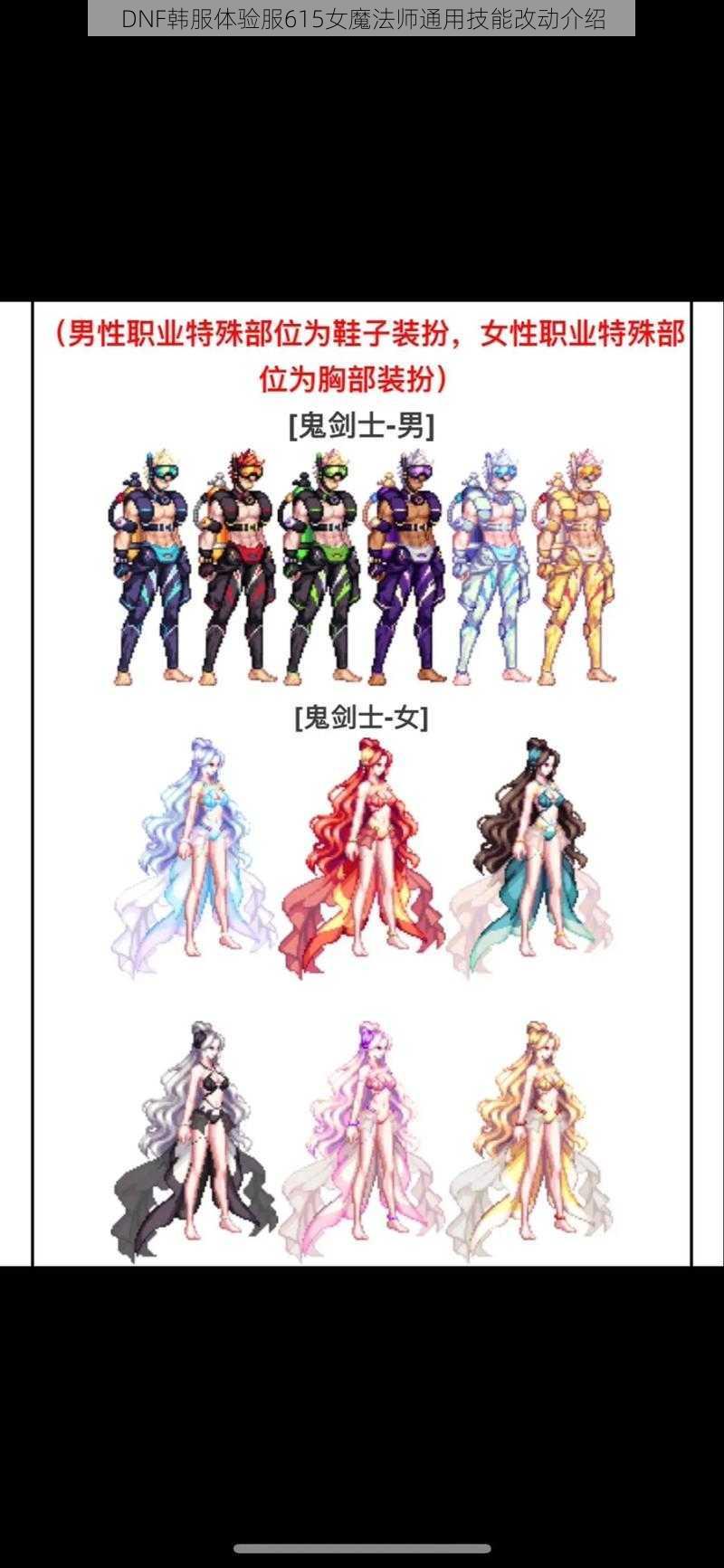 DNF韩服体验服615女魔法师通用技能改动介绍