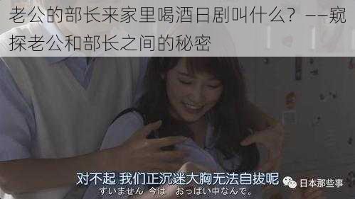 老公的部长来家里喝酒日剧叫什么?——窥探老公和部长之间的秘密