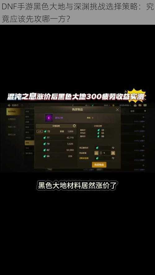 DNF手游黑色大地与深渊挑战选择策略:究竟应该先攻哪一方?