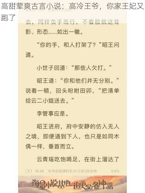 高甜荤爽古言小说:高冷王爷,你家王妃又跑了