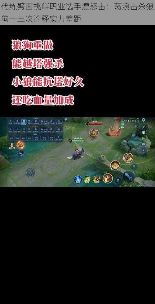 代练劈面挑衅职业选手遭怒击:荡浪击杀狼狗十三次诠释实力差距