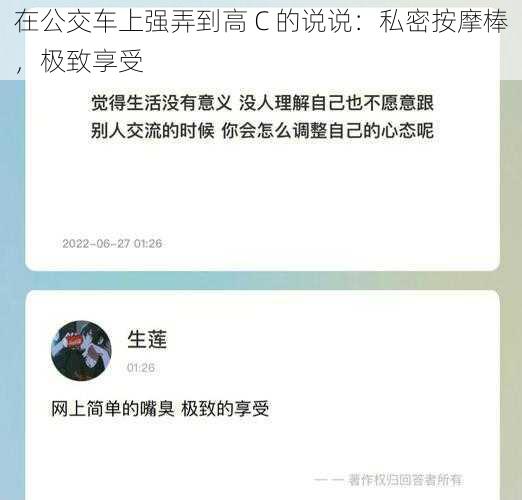 在公交车上强弄到高 C 的说说:私密按摩棒,极致享受
