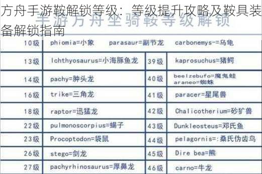 方舟手游鞍解锁等级:等级提升攻略及鞍具装备解锁指南