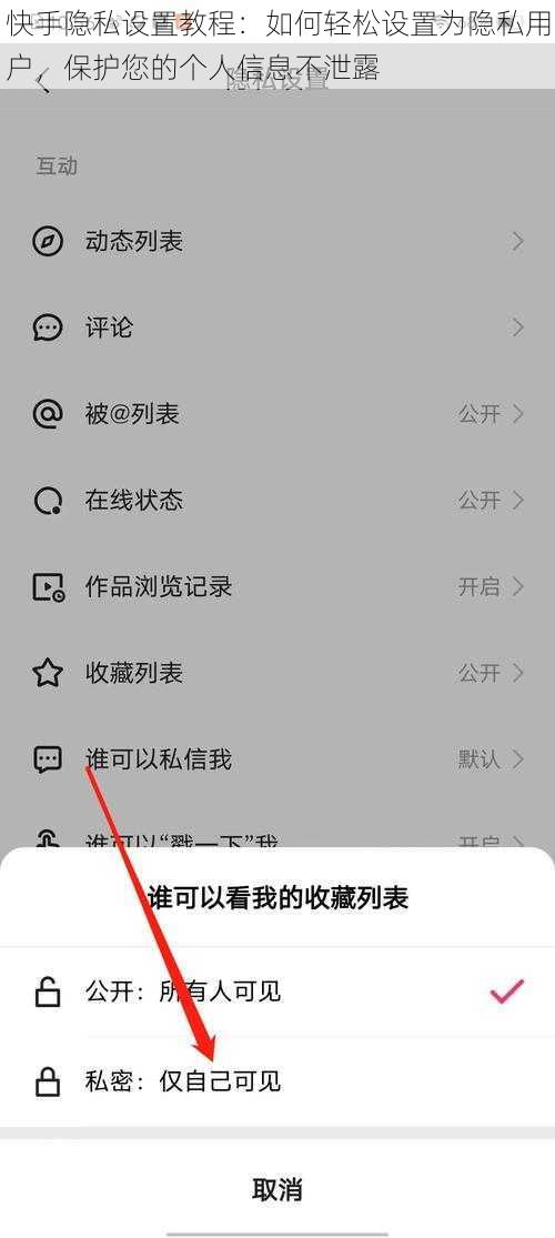 快手隐私设置教程:如何轻松设置为隐私用户,保护您的个人信息不泄露