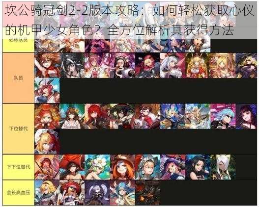 坎公骑冠剑2-2版本攻略:如何轻松获取心仪的机甲少女角色?全方位解析其获得方法