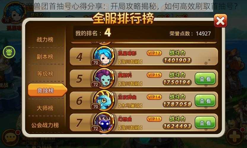 少年魔兽团首抽号心得分享:开局攻略揭秘,如何高效刷取首抽号?