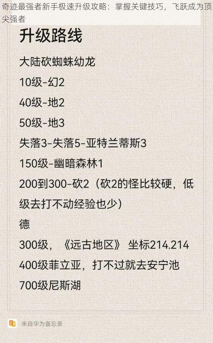 奇迹最强者新手极速升级攻略:掌握关键技巧,飞跃成为顶尖强者
