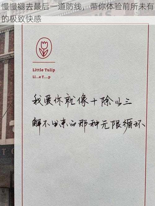 慢慢褪去最后一道防线,带你体验前所未有的极致快感