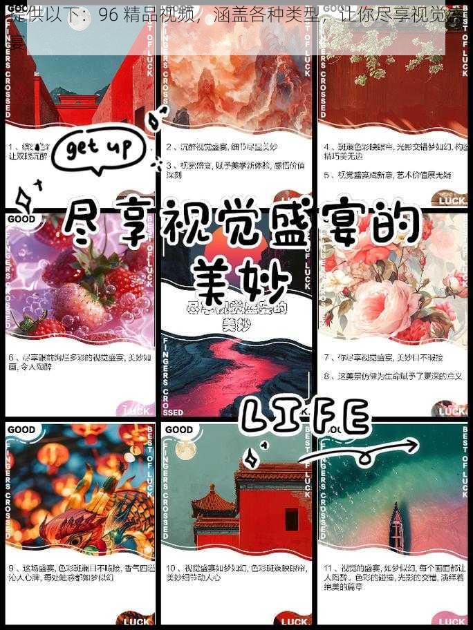 提供以下:96 精品视频,涵盖各种类型,让你尽享视觉盛宴
