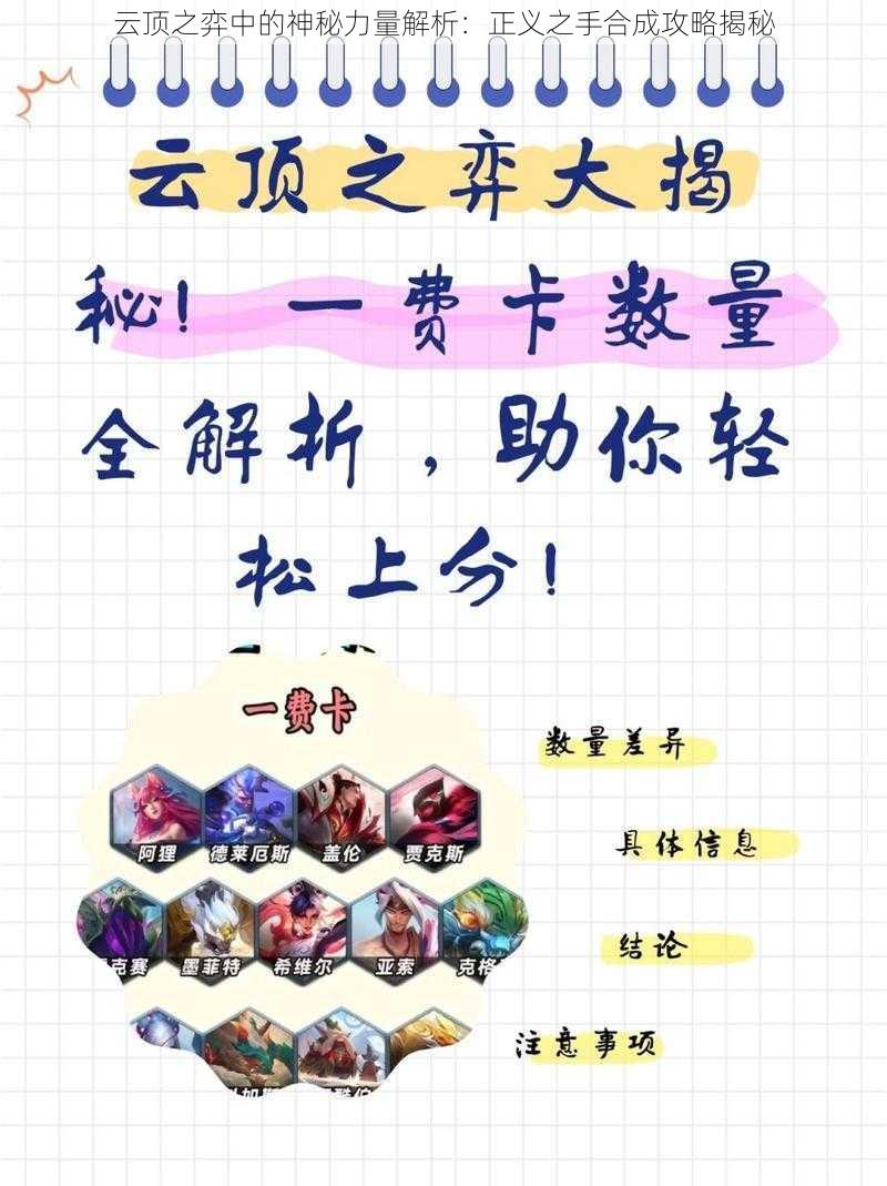 云顶之弈中的神秘力量解析:正义之手合成攻略揭秘